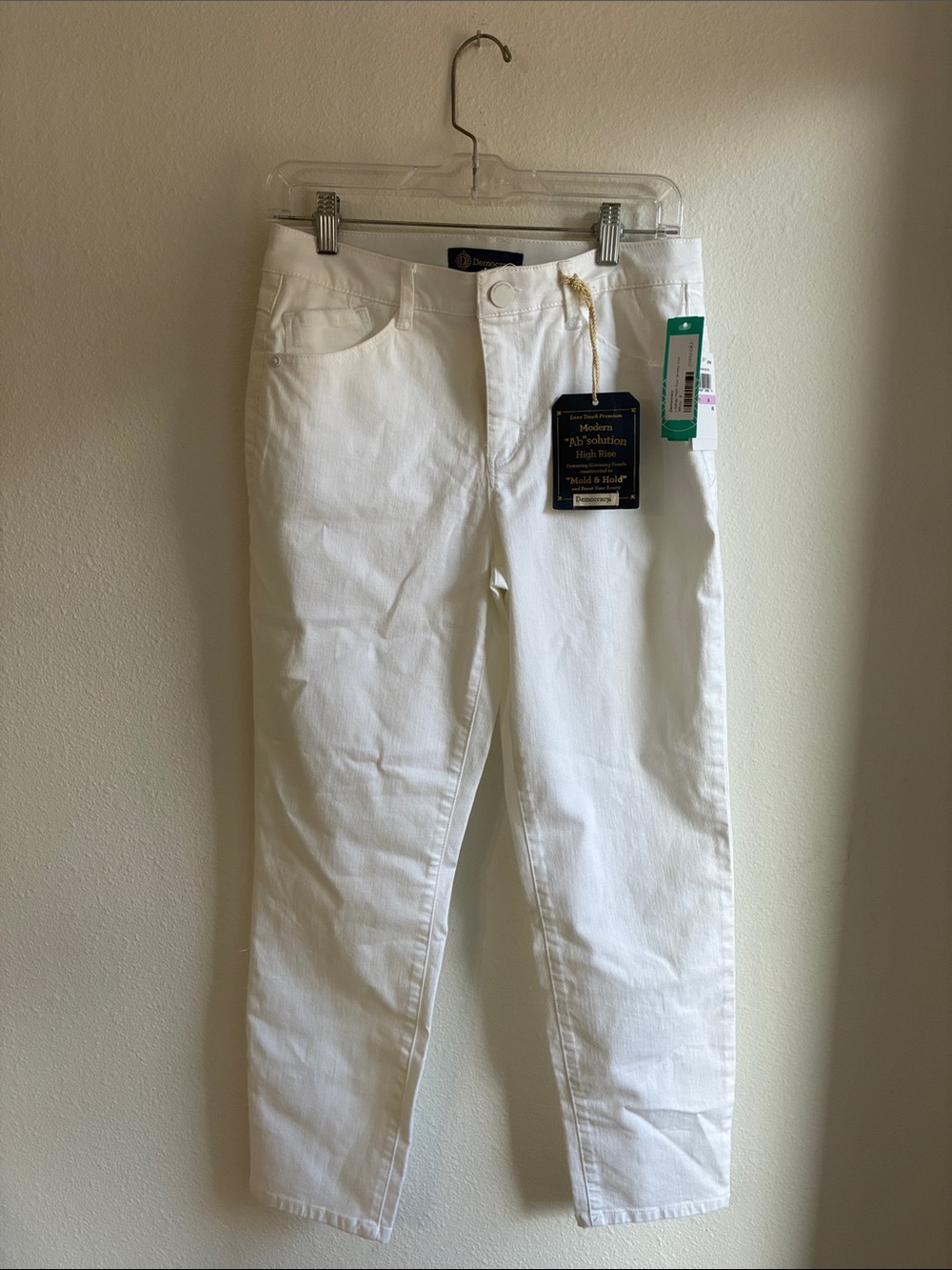 Democracy High-Rise White Slim Straight Jeans